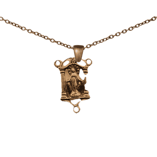 Vintage Bronze Miraculous Madonna Shrine Rosary Center
