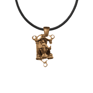 Vintage Bronze Miraculous Madonna Shrine Rosary Center