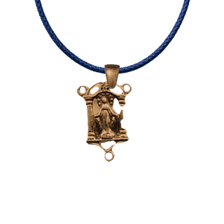 Vintage Bronze Miraculous Madonna Shrine Rosary Center