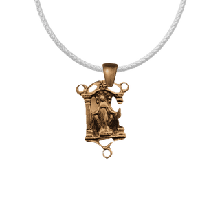 Vintage Bronze Miraculous Madonna Shrine Rosary Center