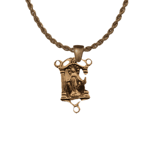 Vintage Bronze Miraculous Madonna Shrine Rosary Center