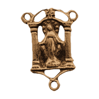 Vintage Bronze Miraculous Madonna Shrine Rosary Center