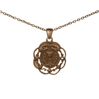 Vintage Bronze Eucharist with Rose Frame Medal