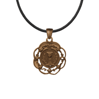 Vintage Bronze Eucharist with Rose Frame Medal