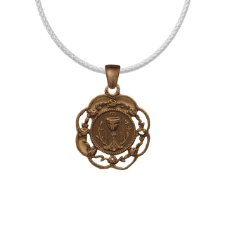 Vintage Bronze Eucharist with Rose Frame Medal