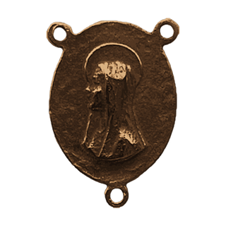Vintage Bronze Sacred Heart & Haloed Madonna Rosary Center — reverse