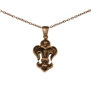Vintage Bronze Fleur-de-Lis Crucifix Medal