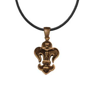 Vintage Bronze Fleur-de-Lis Crucifix Medal