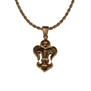 Vintage Bronze Fleur-de-Lis Crucifix Medal