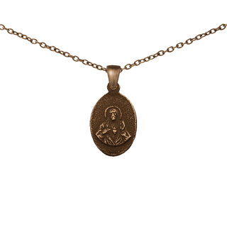 Vintage Bronze Small Holy Mary and Sacred Heart Medal