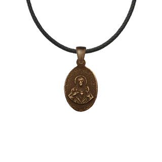 Vintage Bronze Small Holy Mary and Sacred Heart Medal