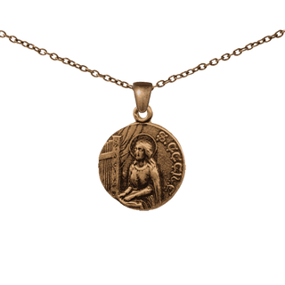Vintage Bronze St. Cecilia with Harp Medal