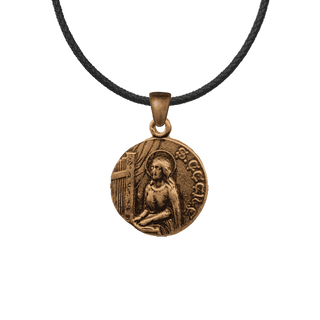 Vintage Bronze St. Cecilia with Harp Medal
