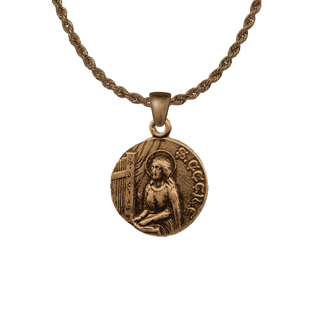 Vintage Bronze St. Cecilia with Harp Medal