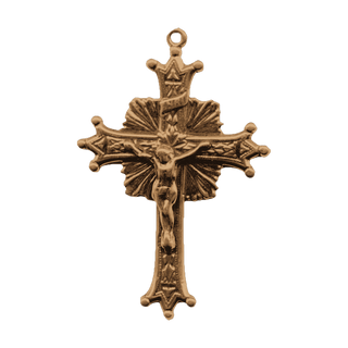 Vintage Bronze Crucifix with Rays and Crown