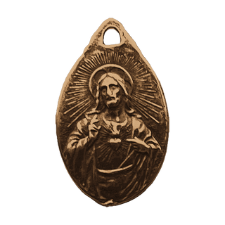 Vintage Bronze Sacred Heart & Our Lady of Mount Carmel Medal
