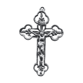 Vintage White Bronze Philippine Lilies Openwork Crucifix