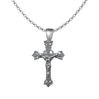 Vintage White Bronze Old Roma Crucifix