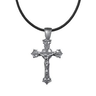 Vintage White Bronze Old Roma Crucifix