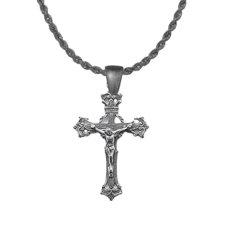 Vintage White Bronze Old Roma Crucifix