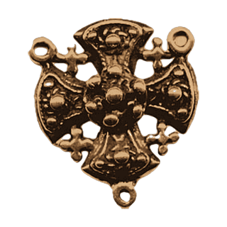 Vintage Bronze Jerusalem Cross Rosary Center