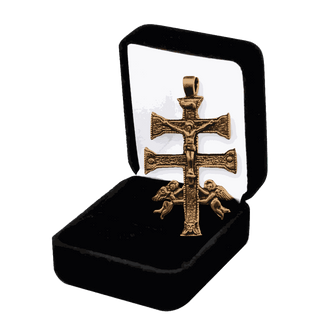 Vintage Bronze Old Caravaca Cross with Angels