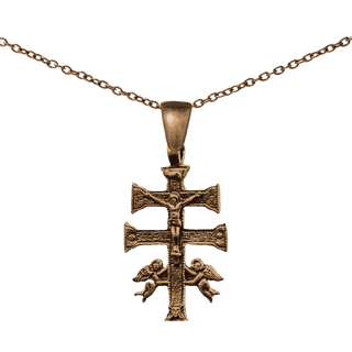 Vintage Bronze Old Caravaca Cross with Angels