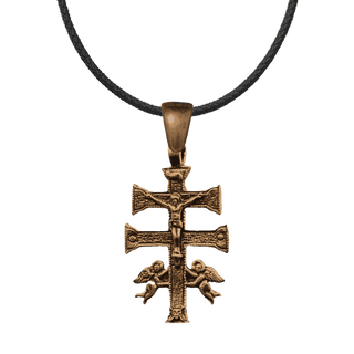 Vintage Bronze Old Caravaca Cross with Angels