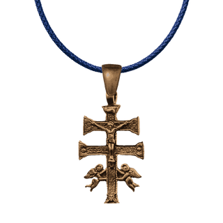Vintage Bronze Old Caravaca Cross with Angels