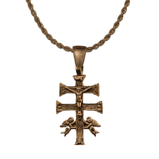 Vintage Bronze Old Caravaca Cross with Angels