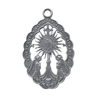 Vintage White Bronze Corte de Amor Monstrance Medal
