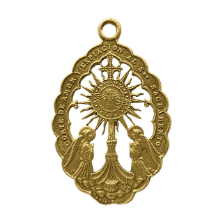 Vintage Yellow Bronze Corte de Amor Monstrance Medal