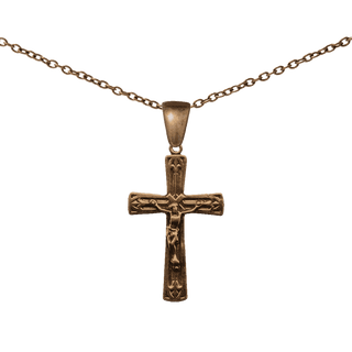 Vintage Bronze Art Deco Chevron Crucifix