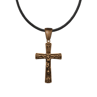 Vintage Bronze Art Deco Chevron Crucifix