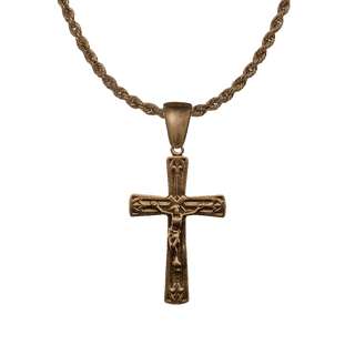 Vintage Bronze Art Deco Chevron Crucifix