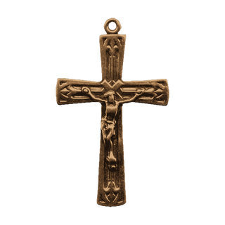 Vintage Bronze Art Deco Chevron Crucifix