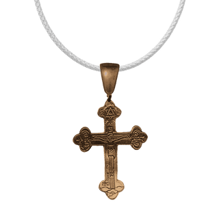 Vintage Bronze Etched Crucifix with Star and Eye of Providence