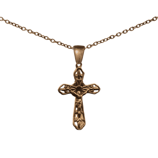 Vintage Bronze Small Lilies Crucifix