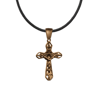 Vintage Bronze Small Lilies Crucifix