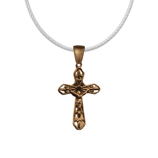 Vintage Bronze Small Lilies Crucifix
