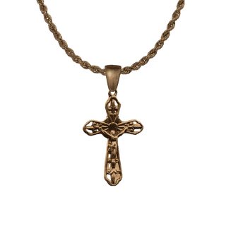 Vintage Bronze Small Lilies Crucifix