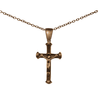 Vintage Bronze Crucifix with Elegant Flared Lines
