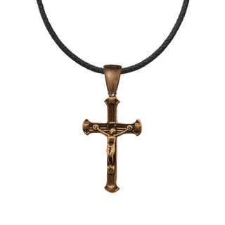 Vintage Bronze Crucifix with Elegant Flared Lines