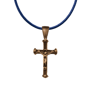 Vintage Bronze Crucifix with Elegant Flared Lines
