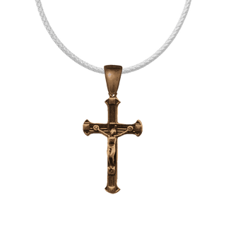 Vintage Bronze Crucifix with Elegant Flared Lines