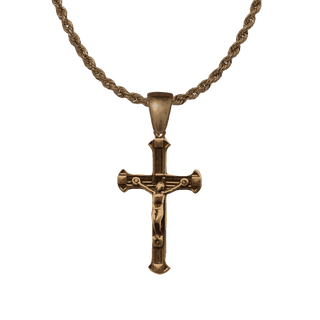 Vintage Bronze Crucifix with Elegant Flared Lines