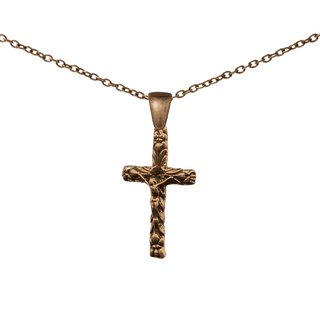 Vintage Bronze Rounded Crucifix with Leaves