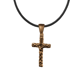 Vintage Bronze Rounded Crucifix with Leaves