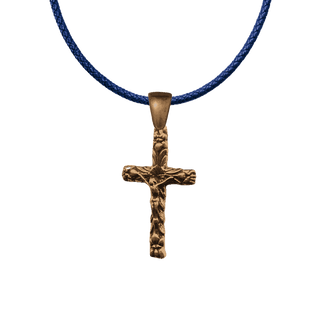 Vintage Bronze Rounded Crucifix with Leaves