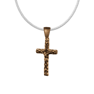 Vintage Bronze Rounded Crucifix with Leaves